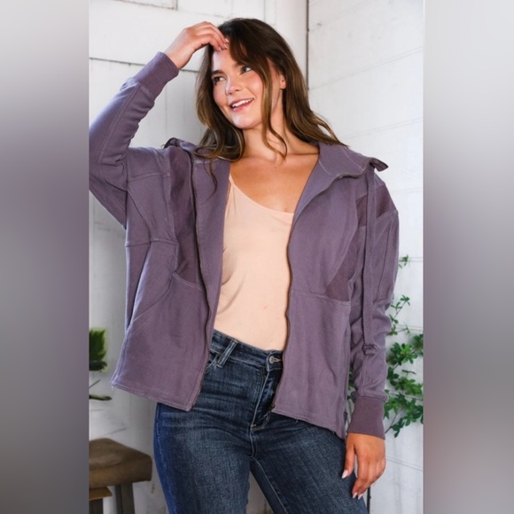 Fantastic Fawn Tops - Fantastic Fawn Purple Zip Up Jacket